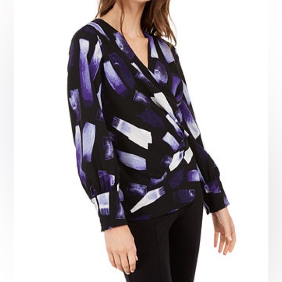 Alfani Tops - Alfani | Size M | Purple Abstract Surplice Faux‎ Wrap Blouse